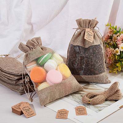 CRASPIRE 25Pcs Burlap Packing Pouches Drawstring Bag DIY-CP0007-77-1