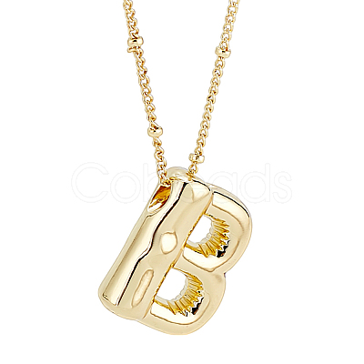 1pc Brass Chain with Alloy Letter Pendants Necklaces NJEW-LP0001-41B-G-1