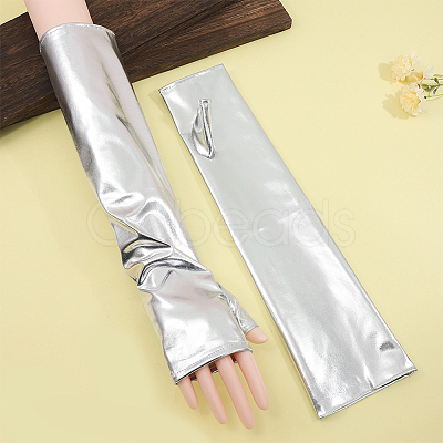 Polyester Long Fingerless Gloves AJEW-WH20018-117A-1