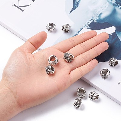 Tibetan Style Alloy Tube Barrel Beads TIBEB-LF11253YKG-AS-LF-1