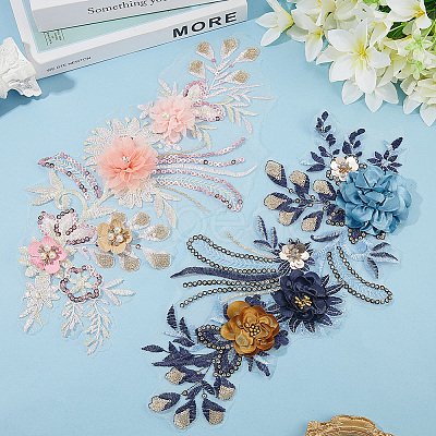 Polyester Embroidery Lace Cloth Patches AJEW-WH20070-079B-1