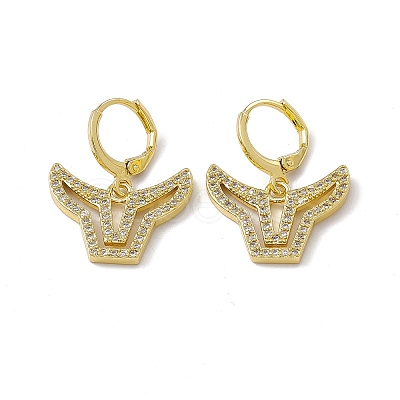 Clear Cubic Zirconia Ox Dangle Leverback Earrings EJEW-I277-02G-1