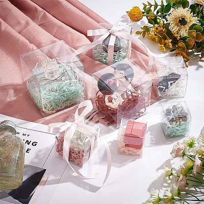 Transparent Plastic PET Box Gift Packaging CON-WH0052-8x8cm-1