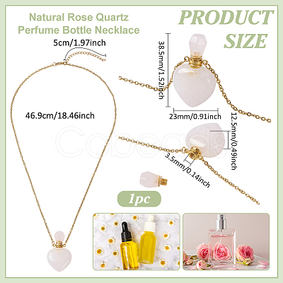 1Pc Natural Rose Quartz Perfume Bottle Necklaces NJEW-PH0001-37A-03-1