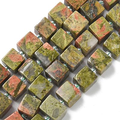 Natural Unakite Beads Strands G-D338-A14-1