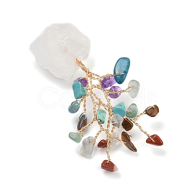 Natural Mixed Gemstone Chips Tree of Life Display Decorations AJEW-JD00015-01-1