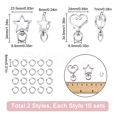 20Sets 2 Styles Alloy Swivel Clasps FIND-SC0011-12-1