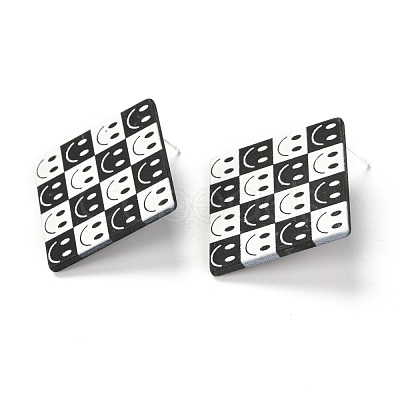 Resin Stud Earrings EJEW-I257-01G-1