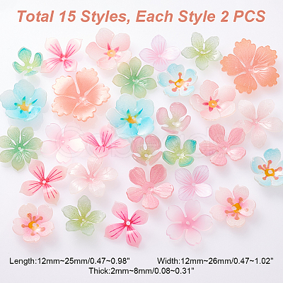 30Pcs 15 Styles Plastic Beads KY-GA0001-33-1