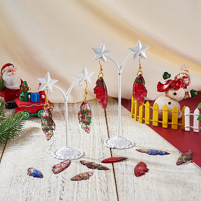 DIY Christmas Theme Epoxy Resin Wing Dangle Earring Kits DIY-TA0010-31-1