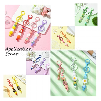 Baking Paint Alloy and Brass Bar Beadable Keychain for Jewelry Making DIY Crafts DIY-YW0007-58I-1