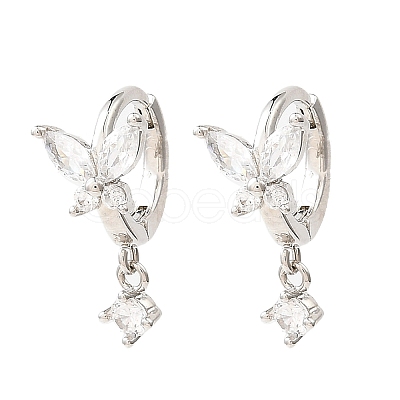 Butterfly Platinum Brass Dangle Hoop Earrings EJEW-L270-11P-01-1
