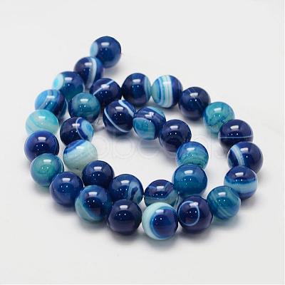 Natural Striped Agate/Banded Agate Bead Strands G-K155-B-12mm-02-1