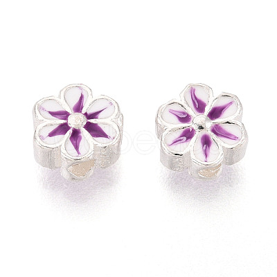 925 Sterling Silver Enamel Beads STER-T008-35C-1