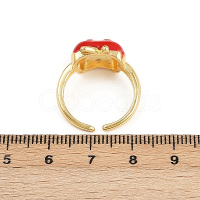 Brass Enamel Cuff Rings for Women RJEW-D326-01G-1