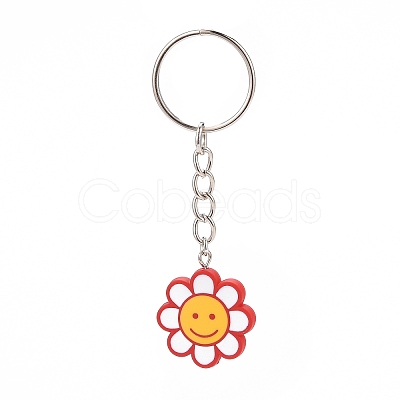 Flower Acrylic Pendant Keychain KEYC-JKC00428-02-1