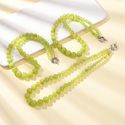 Dyed Round Natural Green Jade Graduated Beaded Necklaces GG-CBAA808-05P-F-1