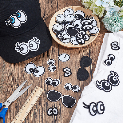 Nbeads 11 Styles Eye Cotton Embroidery Iron on Clothing Patches DIY-NB0010-15-1