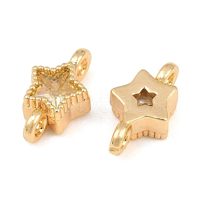 Brass Pave Yellow Cubic Zirconia Connector Charms KK-CBA2DE6-04G-11-1