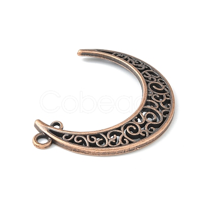Tibetan Style Alloy Hollow Moon 2-Loop Link Pendants TIBEP-5312-R-FF-1