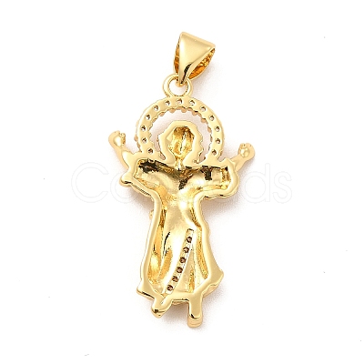 Rack Plating Brass Micro Pave Cubic Zirconia Pendants X-KK-K270-34G-1