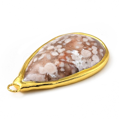 Natural Cherry Blossom Agate Big Pendants KK-G409-03G-1