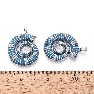 Brass Micro Pave Clear Cubic Zirconia Enamel Pendants KK-T071-28P-01-1