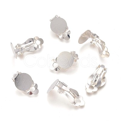 Brass Blank Base Clip-on Earring Cabochon Setting KK-M019-03S-1