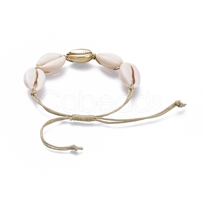 Adjustable Waxed Cotton Cord Braided Bead Bracelets BJEW-JB05121-02-1