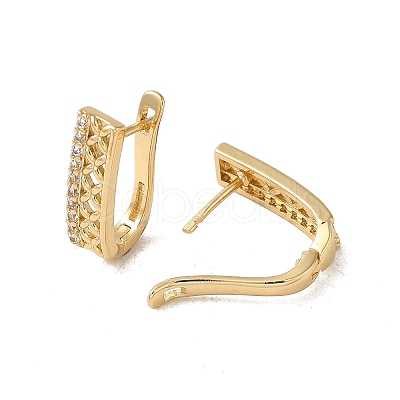Brass Micro Pave Cubic Zirconia Hoop Earring EJEW-L271-10KCG-05-1