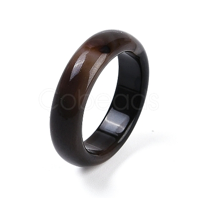 Dyed & Heated Natural Striped Agate/Banded Agate Finger Rings for Women RJEW-Z075-02Y-1