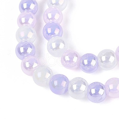 Electroplate Glass Beads Strands X-EGLA-N019-6mm-01-1