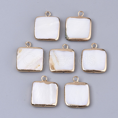 Edge Plated Freshwater Shell Pendants SHEL-S276-38-1
