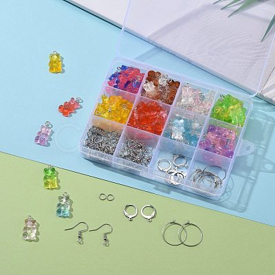 DIY 40Pairs Bear Transparent Resin Earrings Kits DIY-LS0001-02-1