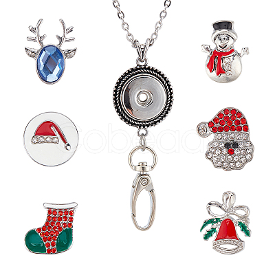DIY Interchangeable Christmas Office Lanyard ID Badge Holder Necklace Making Kit DIY-SC0022-02-1