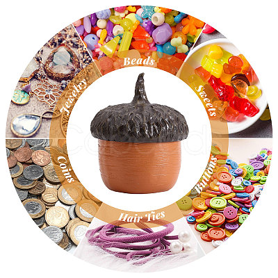 Resin Acorn Shape Storage Jar Sculpture DJEW-WH0001-37-1