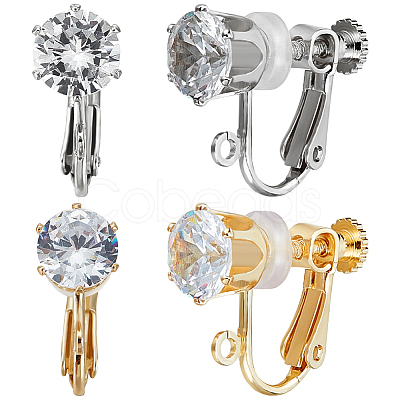6 Pairs 2 Colors Brass Screw On Clip-on Earring Findings KK-BBC0010-24-1