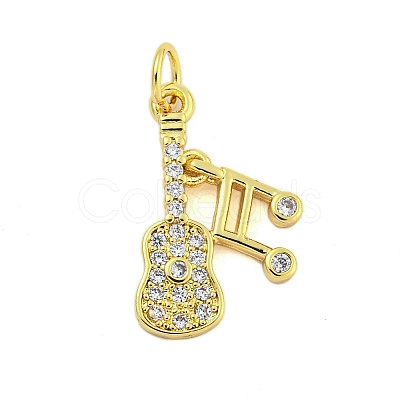Rack Plating Brass Micro Pave Clear Cubic Zirconia Pendants KK-U021-06G-1