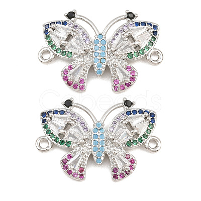 Brass Micro Pave Colorful Cubic Zirconia Connector Charms CU-CBA908F-04P-05-1