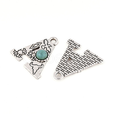 Synthetic Turquoise & Alloy Pendants PALLOY-H146-01AS-A-1