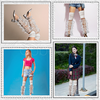 Polyester Ruffle Layered Patchwork Leg Sleeves AJEW-WH20042-75D-1