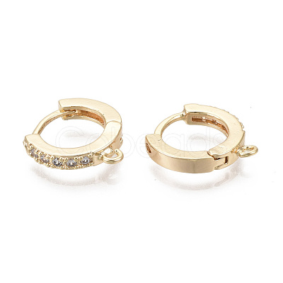Brass Micro Pave Cubic Zirconia Huggie Hoop Earring Findings KK-T063-012-NF-1