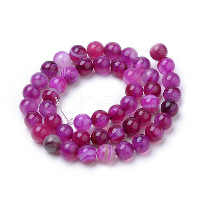 Natural Striped Agate/Banded Agate Beads Strands X-G-S259-04G-8mm-1