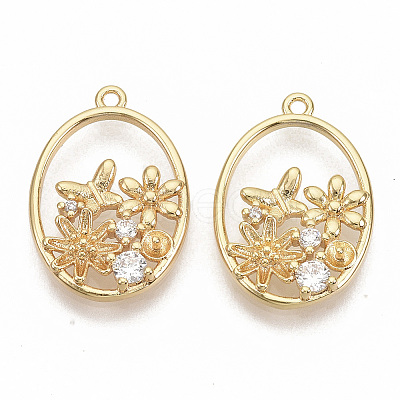 Brass Micro Pave Clear Cubic Zirconia Peg Bails Pendants KK-T051-03G-NF-1