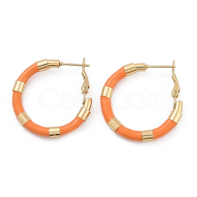 PVD Vacuum Plating 201 Stainless Steel Enamel Hoop Earrings for Women EJEW-B016-33H-1
