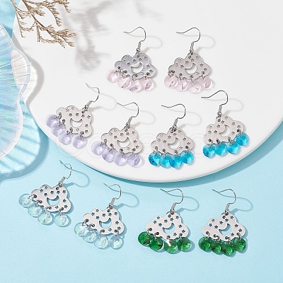 Cloud Brass Chandelier Earrings EJEW-JE05477-1