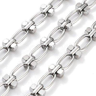 Tarnish Resistant 304 Stainless Steel Oval & Dumbbell Link Chain Unwelded X-STAS-B060-02P-1