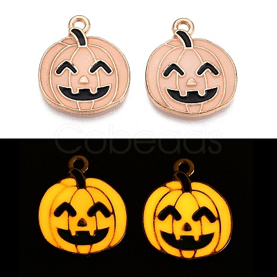 Halloween Theme Rack Plating Luminous Alloy Enamel Pendants ENAM-N056-229G-1