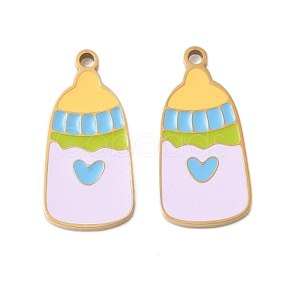 304 Stainless Steel Enamel Pendants X1-STAS-G360-04G-03-1