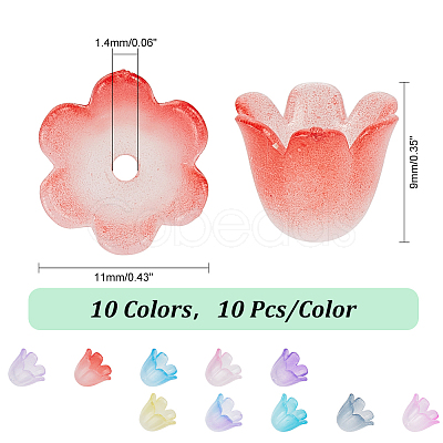 10Colors Two Tone Acrylic Bead Caps MACR-PH0001-71-1